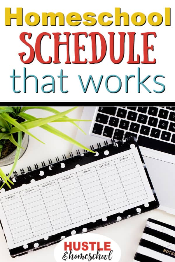 Make a homeschool schedule that works. Picture of daily planner.