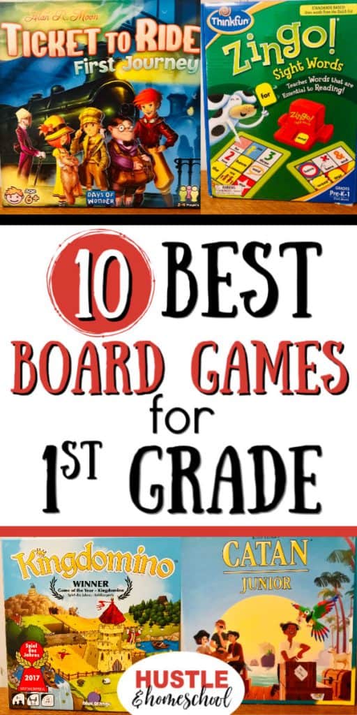 10 Best Board Games for First Graders include Ticket to Ride: First Journey, Zingo, Kingdomino, and Catan Jr.