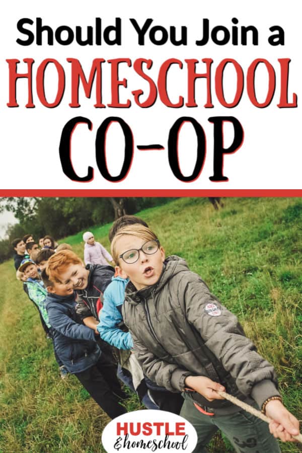 Should you join a homeschool co-op? Kids playing tug of war with a rope.