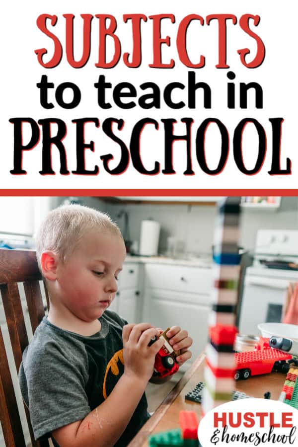 Subjects to teach in preschool, boy playing with legos