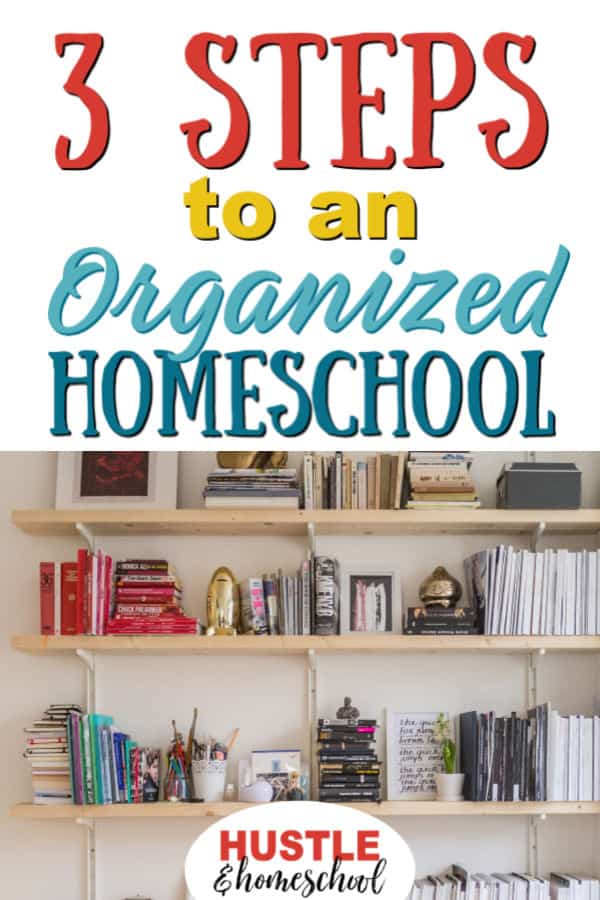 3 Steps to an Organized Homeschool | Picture of organized bookshelves