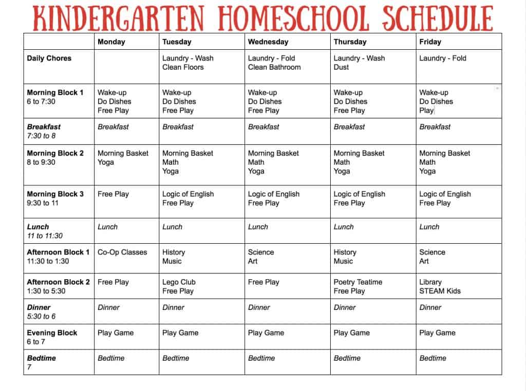 Simple Kindergarten Homeschool Schedule | Hustle and ...