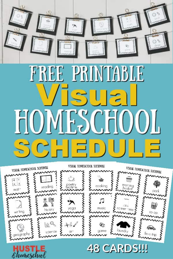 Free Printable Visual Homeschool Schedule with 48 different cards