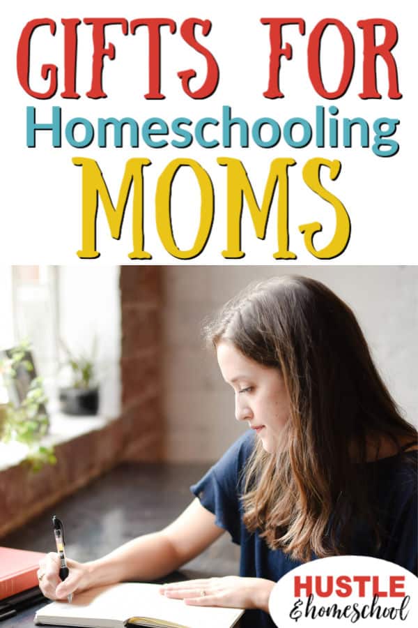 Gifts for Homeschooling Moms, picture of woman sitting at a desk. writing in a notebook.