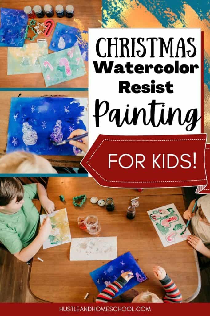 Christmas Watercolor Resist Painting for Kids art project